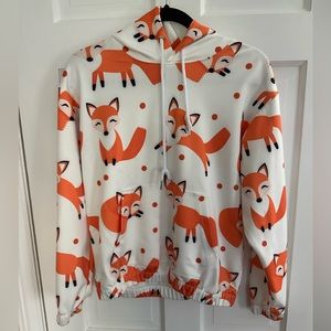Fun fox pattern hooded sweatshirt